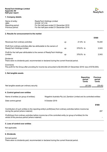Thumbnail ReadyTech Holdings Financial Report 2020-h1
