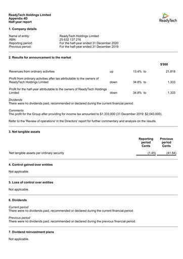 Thumbnail ReadyTech Holdings Financial Report 2021-h1