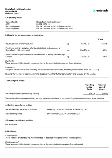 Thumbnail ReadyTech Holdings Financial Report 2022-h1