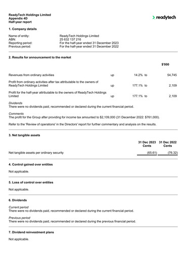 Thumbnail ReadyTech Holdings Financial Report 2024-h1