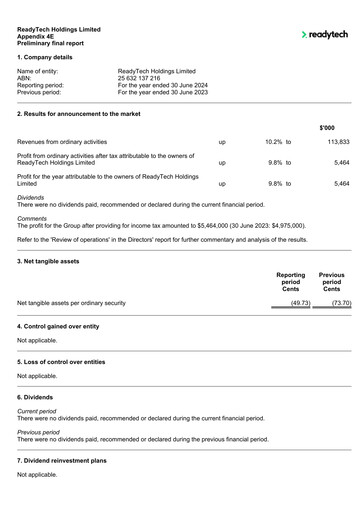 Thumbnail ReadyTech Holdings Financial Report 2024