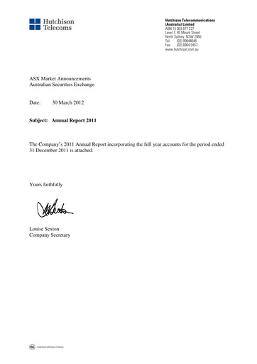 Thumbnail Hutchison Telecommunications (Australia) Annual Report 2011