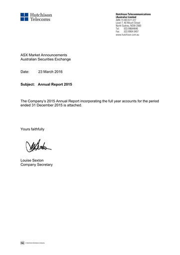 Thumbnail Hutchison Telecommunications (Australia) Annual Report 2015