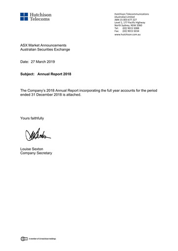 Thumbnail Hutchison Telecommunications (Australia) Annual Report 2018