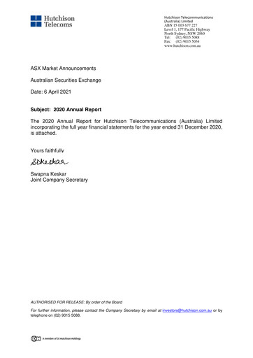 Thumbnail Hutchison Telecommunications (Australia) Annual Report 2020