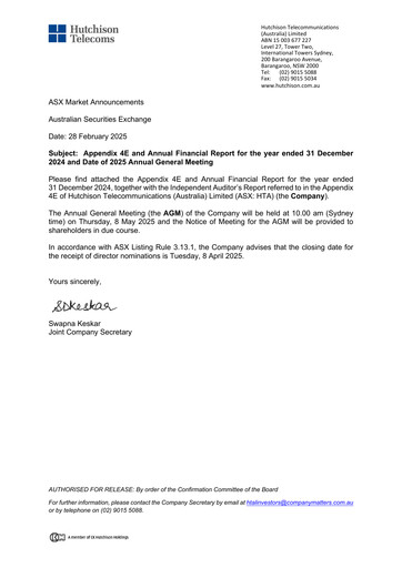 Thumbnail Hutchison Telecommunications (Australia) Financial Report 2024