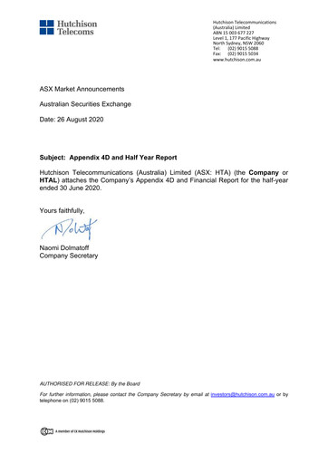 Thumbnail Hutchison Telecommunications (Australia) Half-year Report 2020-h1