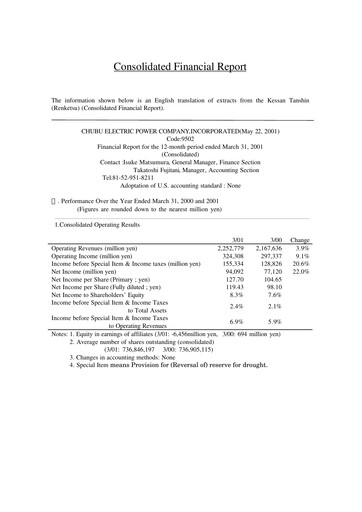 Thumbnail Chubu Electric Power
 Financial Report 2001
