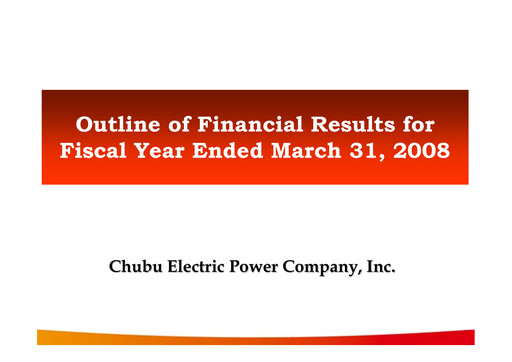 Thumbnail Chubu Electric Power
 Financial Report 2008