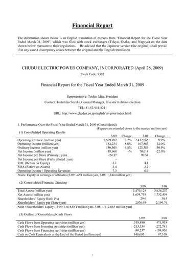 Thumbnail Chubu Electric Power
 Financial Report 2009