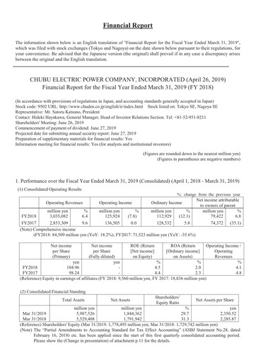 Thumbnail Chubu Electric Power
 Financial Report 2019