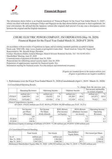Thumbnail Chubu Electric Power
 Financial Report 2020