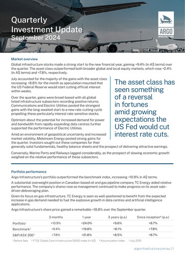 Thumbnail Argo Global Listed Infrastructure Quarterly Report 2024-q3