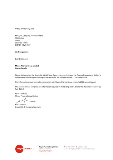 Thumbnail Mayne Pharma Group Financial Report 2019-h1