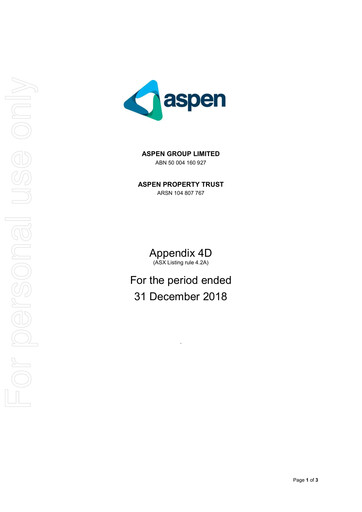 Thumbnail Aspen Group Half-year Report 2018-2019-h1