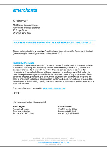 Thumbnail EML Payments Half-year Report 2014-h1