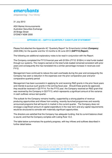 Thumbnail EML Payments Quarterly Report 2013-q4