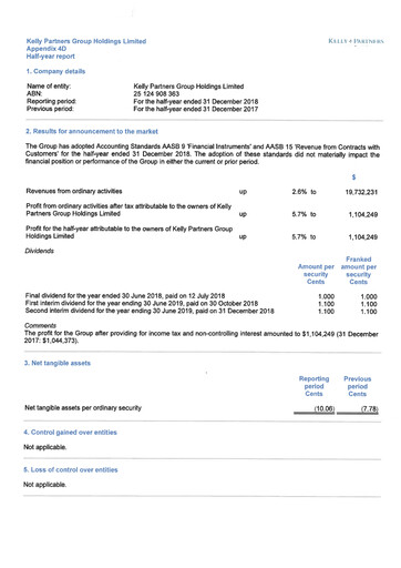 Thumbnail Kelly Partners Group Half-year Report 2019-h1