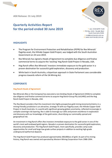 Vorschaubild Rex Minerals Quartalsbericht 2019-q2