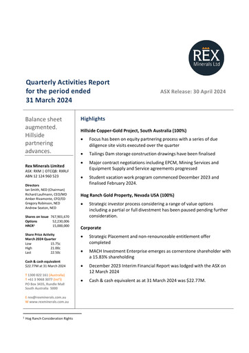 Vorschaubild Rex Minerals Quartalsbericht 2024-q1