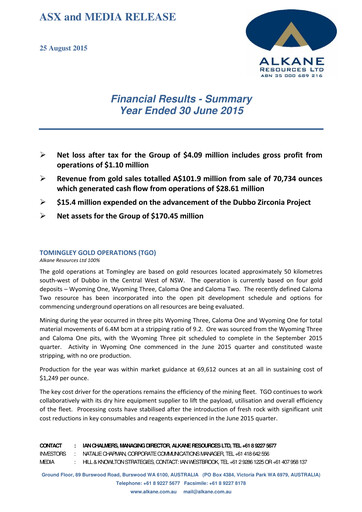 Thumbnail Alkane Resources Financial Report 2015