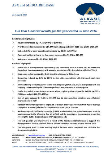 Thumbnail Alkane Resources Financial Report 2016