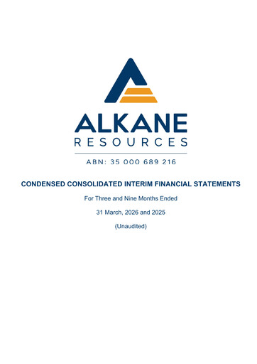 Thumbnail Alkane Resources Quarterly Report 2026-q3