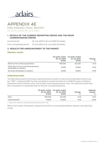 Thumbnail Adairs Limited Annual Report 2024
