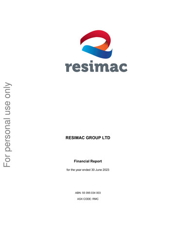 Thumbnail Resimac Group Limited Financial Report 2022-2023