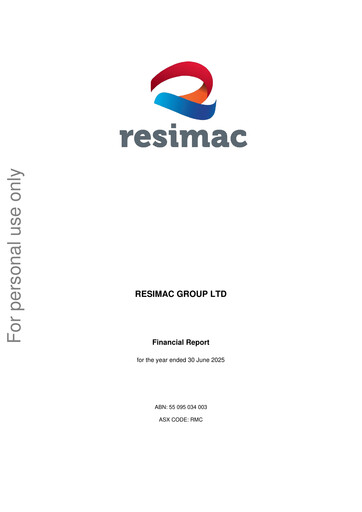 Thumbnail Resimac Group Limited Financial Report 2024-2025