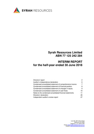 Thumbnail Syrah Resources Limited Half-year Report 2018-h1