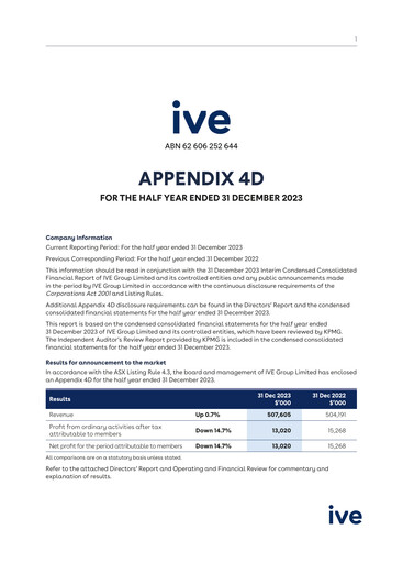 Thumbnail IVE Group Financial Report 2024-h1