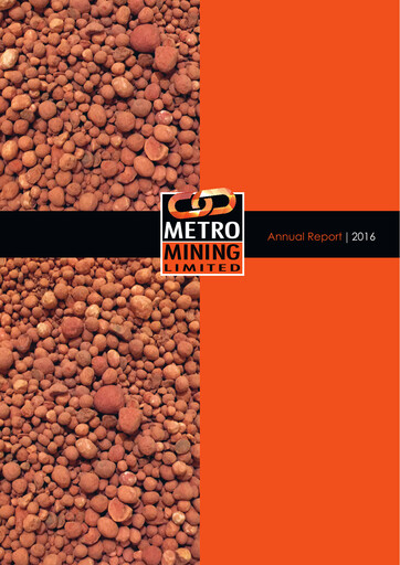 Thumbnail Metro Mining Annual Report 2016