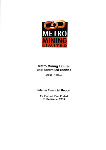 Thumbnail Metro Mining Financial Report 2016-h1