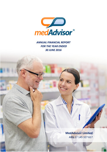 Thumbnail MedAdvisor Limited Annual Report 2016