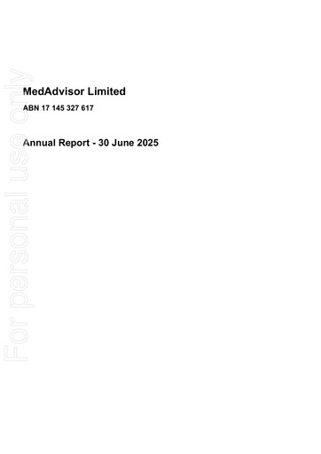 Vorschaubild MedAdvisor Limited Jahresbericht 2025