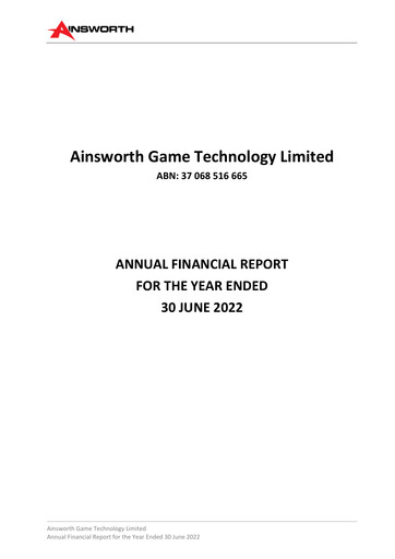 Thumbnail Ainsworth Game Technology Financial Report 2022