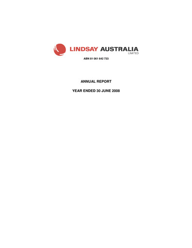 Thumbnail Lindsay Australia Annual Report 2008