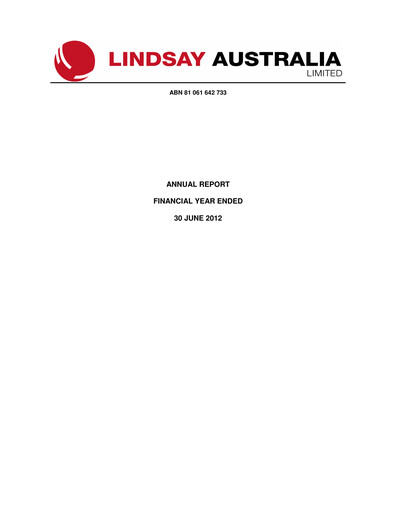 Thumbnail Lindsay Australia Annual Report 2012