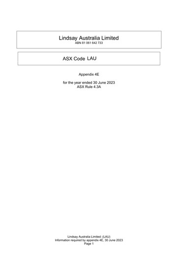 Thumbnail Lindsay Australia Annual Report 2023