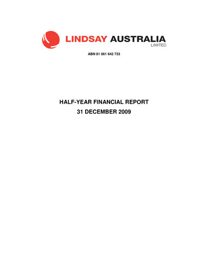 Thumbnail Lindsay Australia Financial Report 2010-h1