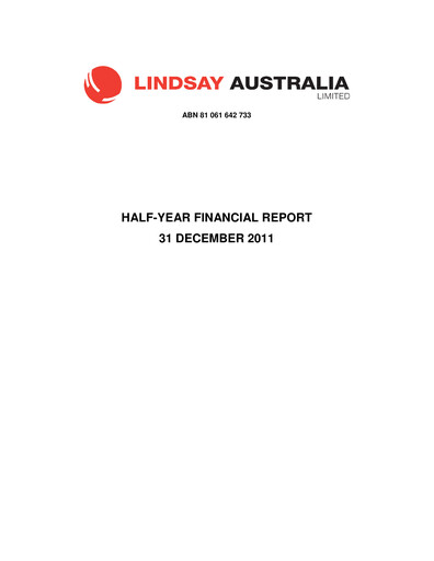 Thumbnail Lindsay Australia Financial Report 2012-h1