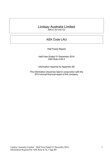 Thumbnail Lindsay Australia Financial Report 2015-h1