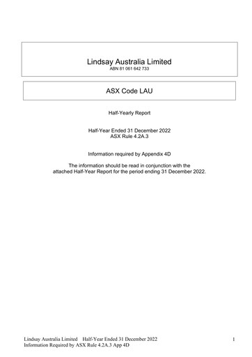 Thumbnail Lindsay Australia Financial Report 2023-h1