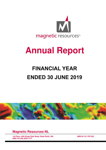 Thumbnail Magnetic Resources NL Annual Report 2019