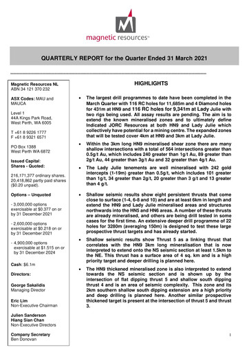 Miniature Magnetic Resources NL Rapport trimestriel 2021-q1