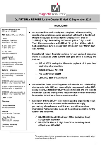 Miniature Magnetic Resources NL Rapport trimestriel 2024-q3