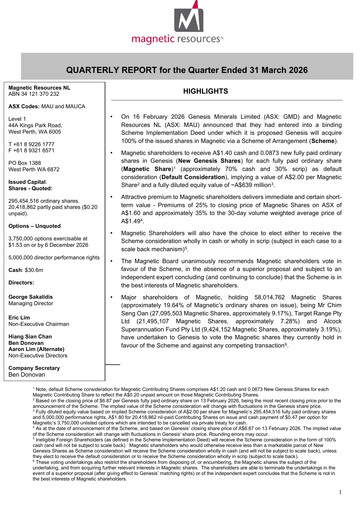 Thumbnail Magnetic Resources NL Quarterly Report 2026-q1
