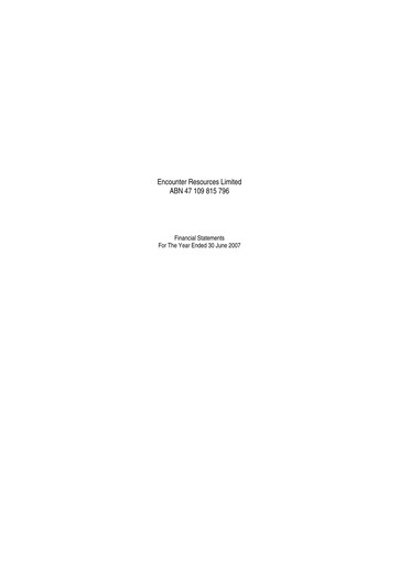 Thumbnail Encounter Resources Financial Statement 2007