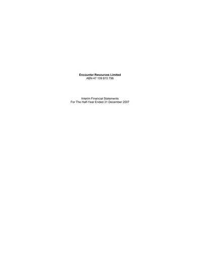 Thumbnail Encounter Resources Financial Statement 2008-h1